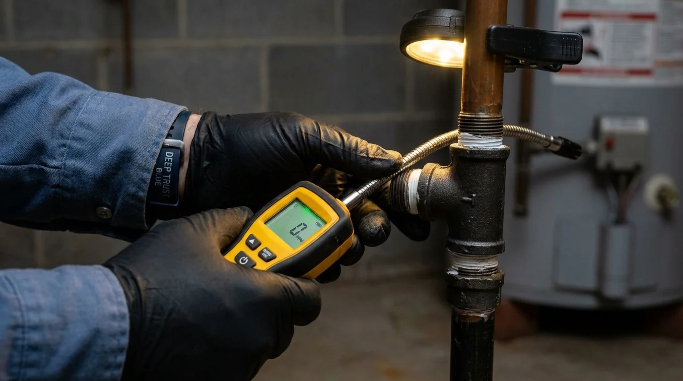Gas leak detection with electronic sniffer by Johns Plumbing LLC in Asheville