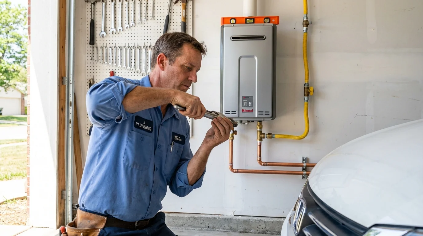 Tankless water heater installation by a Johns Plumbing LLC plumber in Asheville